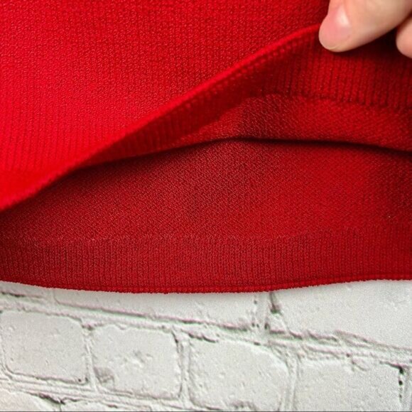 Vintage 80s St John By Marie Gray Red Knit Santana Skirt - Picture 8 of 9